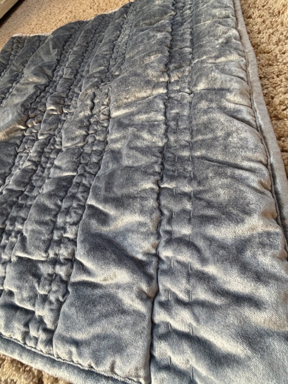 new Anthropologie lustered velvet Alastair euro sham pillow cover slate blue - Picture 13 of 16